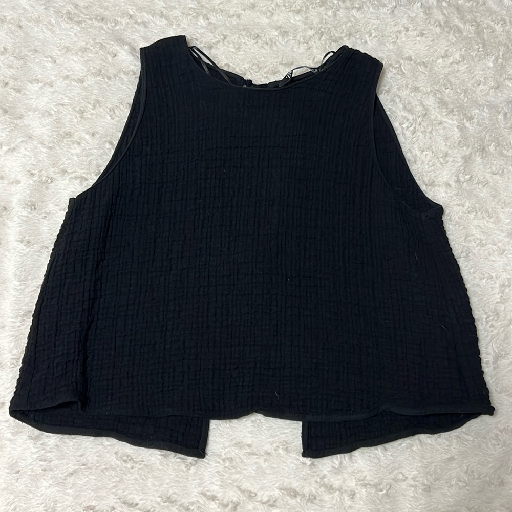 New! Zara gauze tie back tank top - black size medium